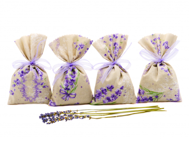 Lavendelsäckchen Beige-Lila - handgenäht 4 Stück
